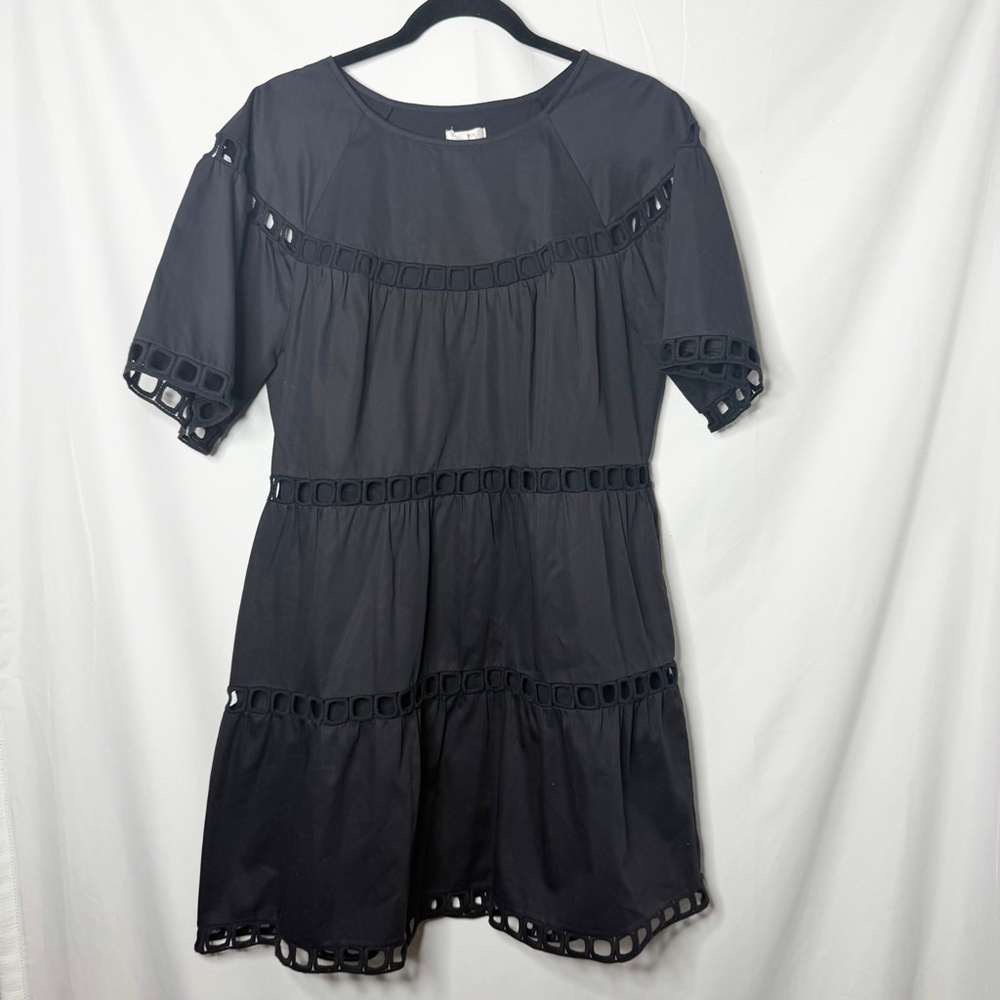 Women's Tyler Boe Black Mini Dress Eyelet Cutout Details M
